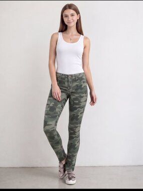 Jordache Women's Mid Rise Skinny Camo Jeans - Size 12